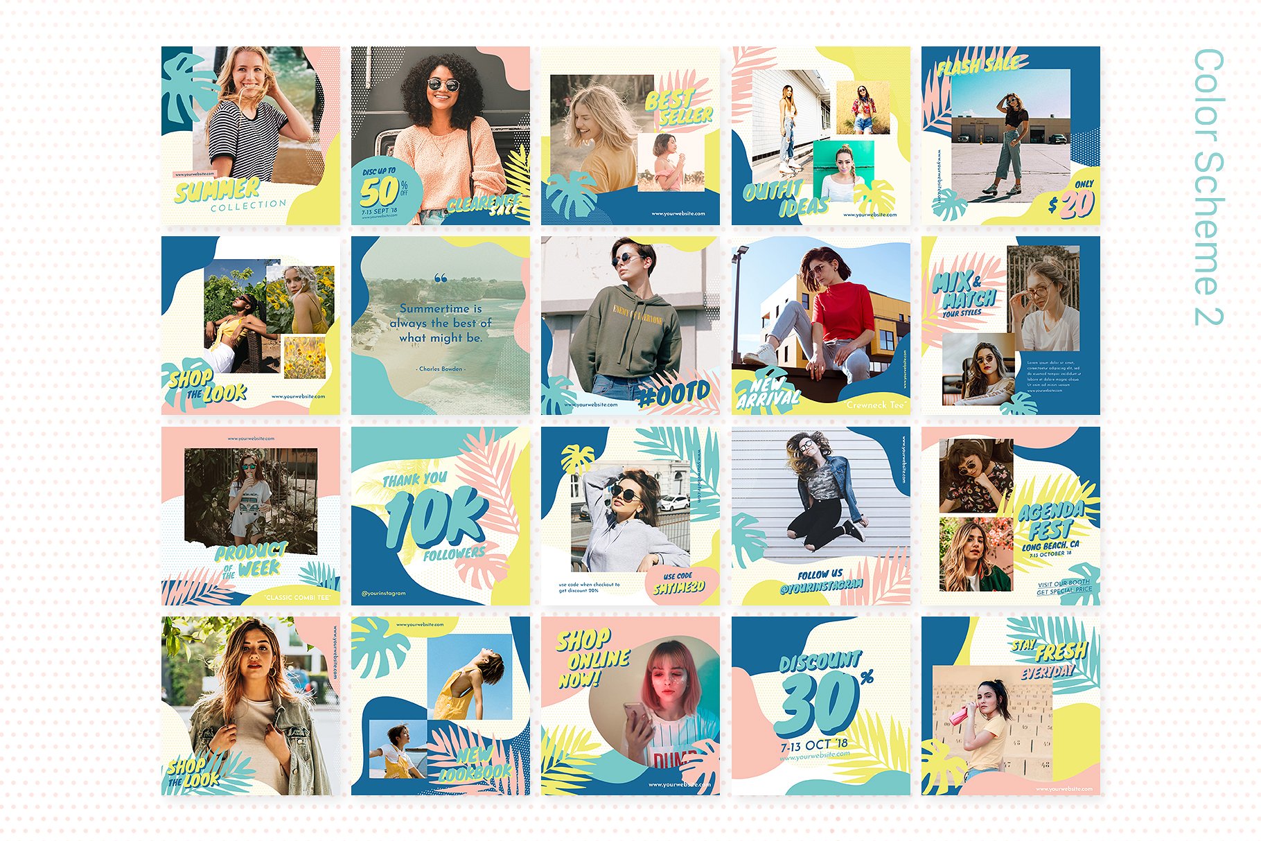 时尚生活方式社交媒体文章贴图模板第一素材精选 Instagram Bundle – Summertime插图(5)