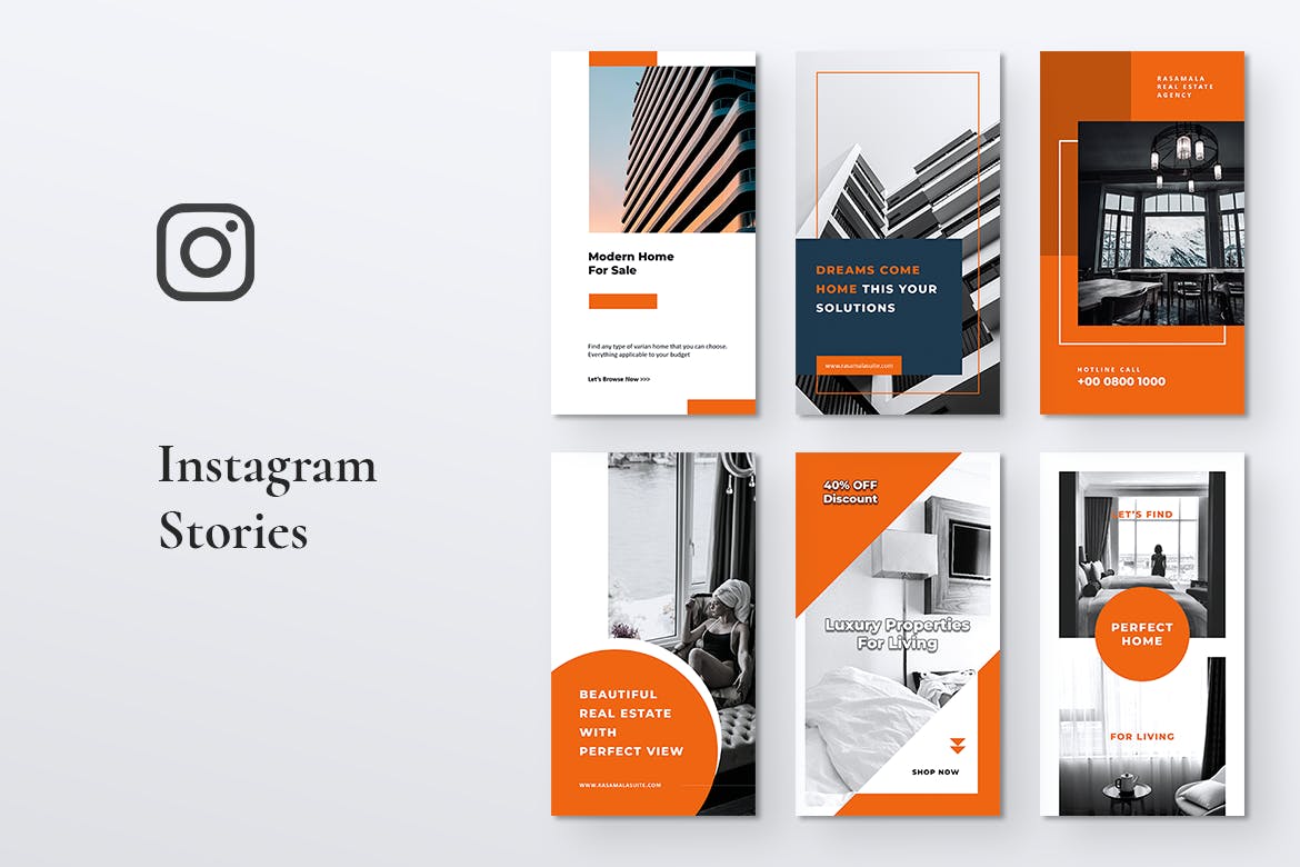 房地产销售租赁Instagram品牌营销广告图设计PSD模板第一素材精选 RASAMALA Real Estate Instagram Stories插图(2)
