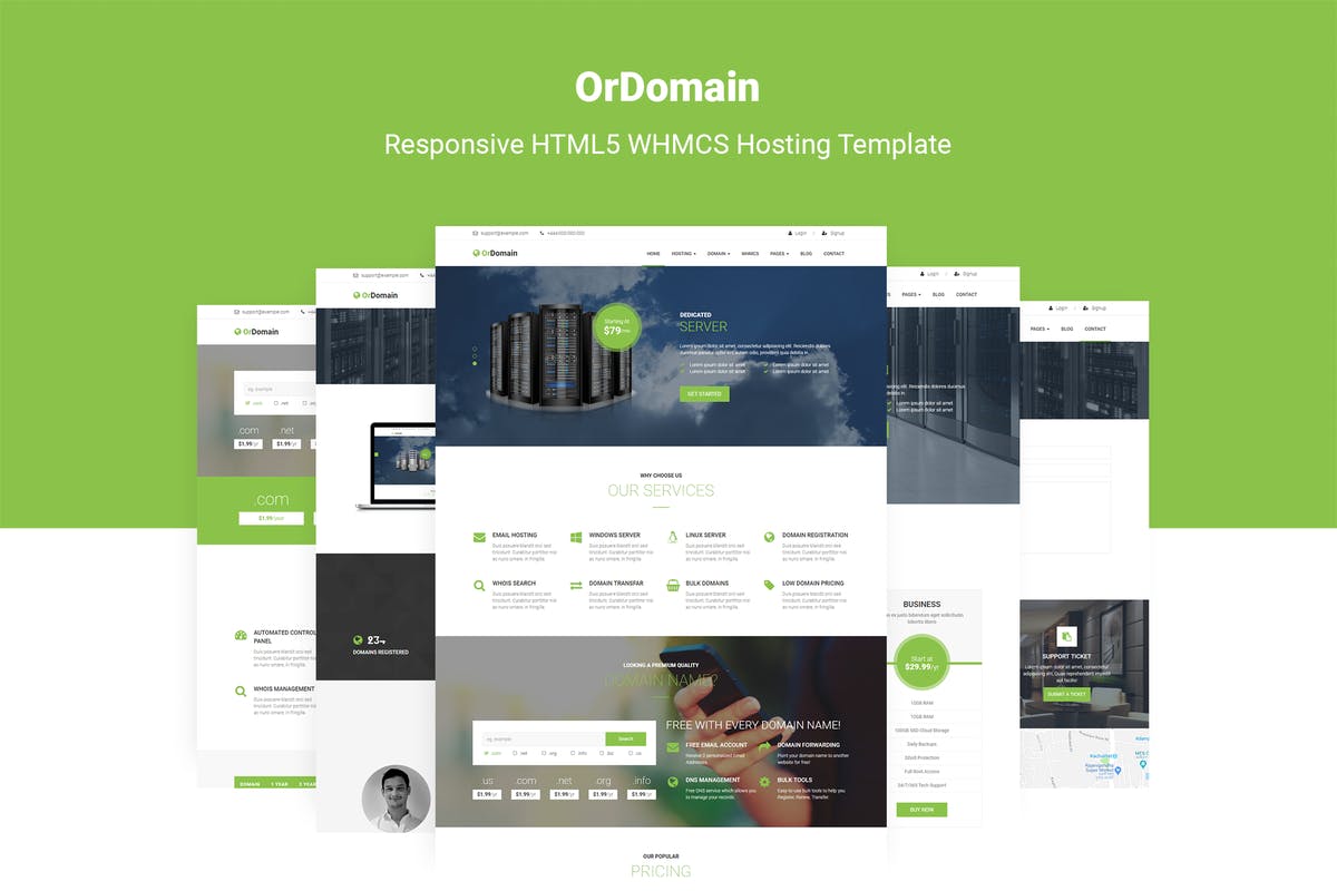 域名注册服务器托管服务商网站响应式WHMCS模板第一素材精选 OrDomain – Responsive HTML5 WHMCS Template插图