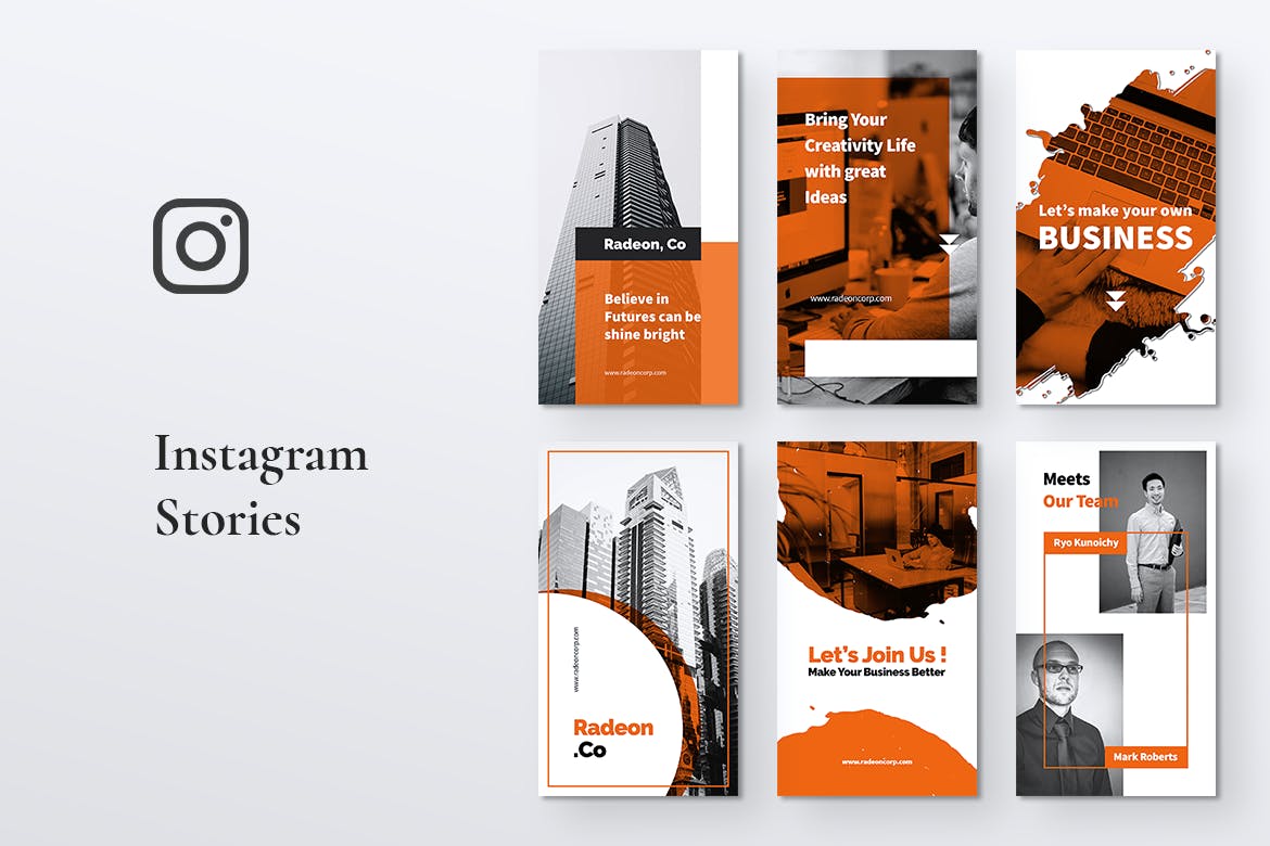 创意笔刷图形Instagram品牌故事推广设计模板蚂蚁素材精选 RADEON Creative Agency Instagram Stories插图(1)