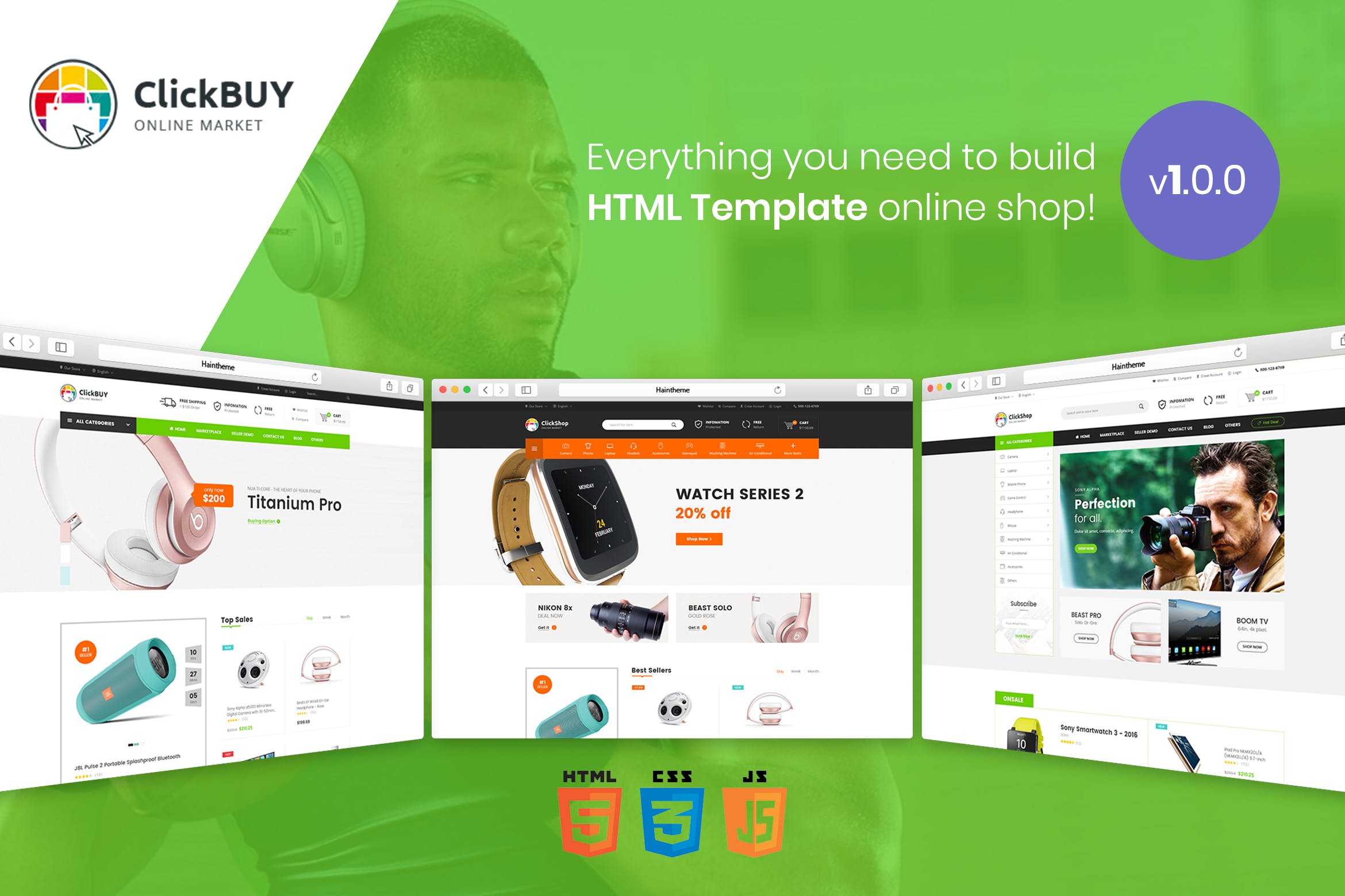 在线商城HTML响应式网站模板蚂蚁素材精选下载 ClickBuy | Multi Store Responsive HTML Template插图