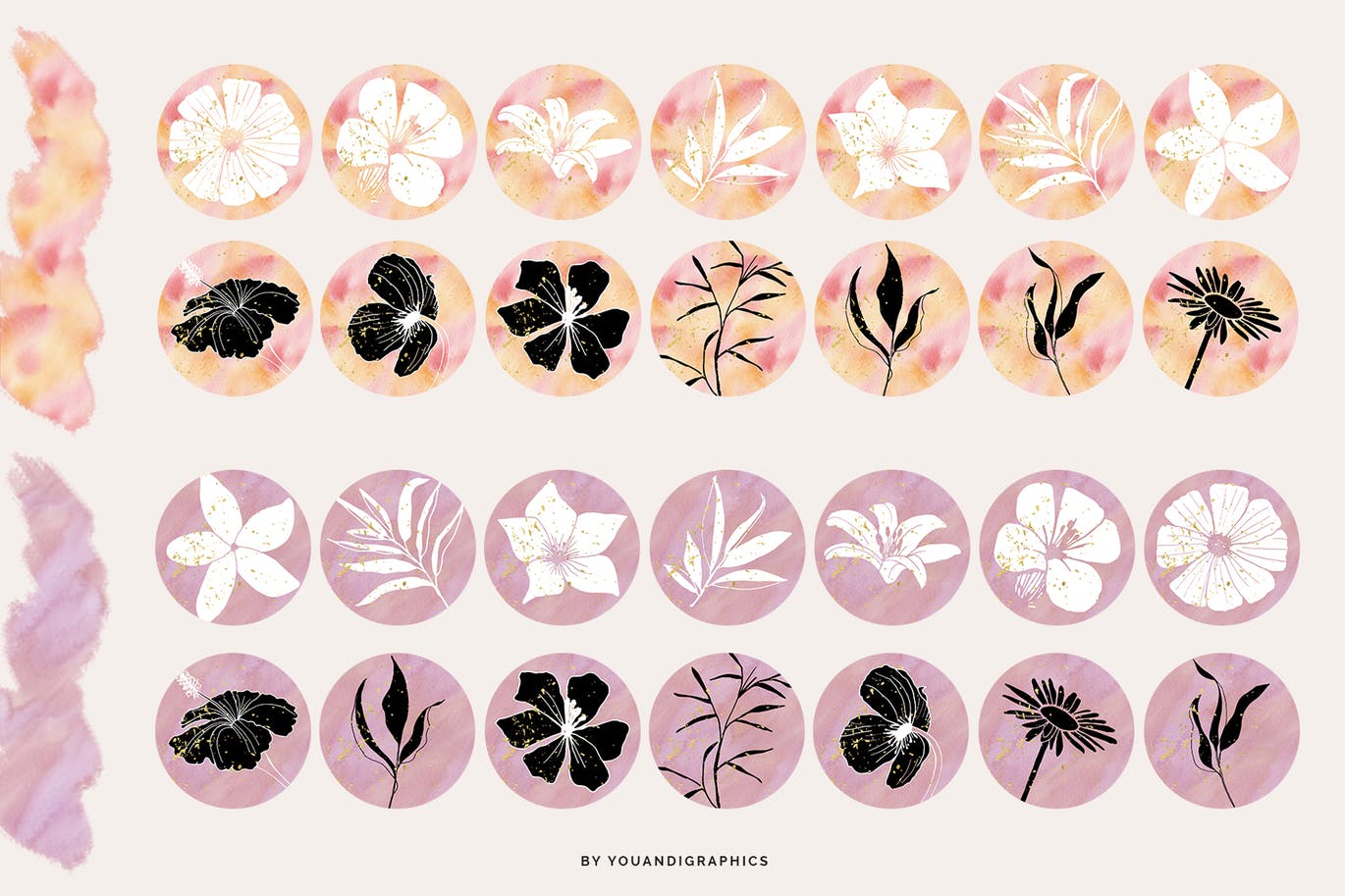 112个创意水彩花卉Instagram社交封面设计素材 Floral Instagram Highlight Covers插图(10)