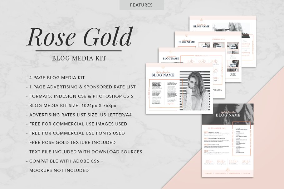 玫瑰金主题的博客媒体工具包 ROSE GOLD | Blog Media Kit插图(1)