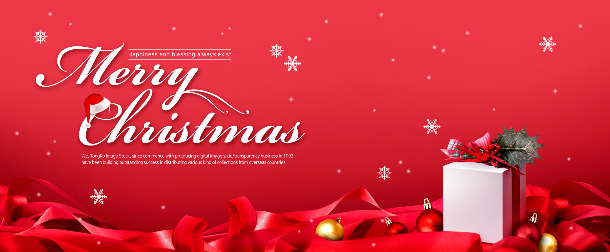 大红色圣诞购物促销活动电商广告Banner设计模板插图