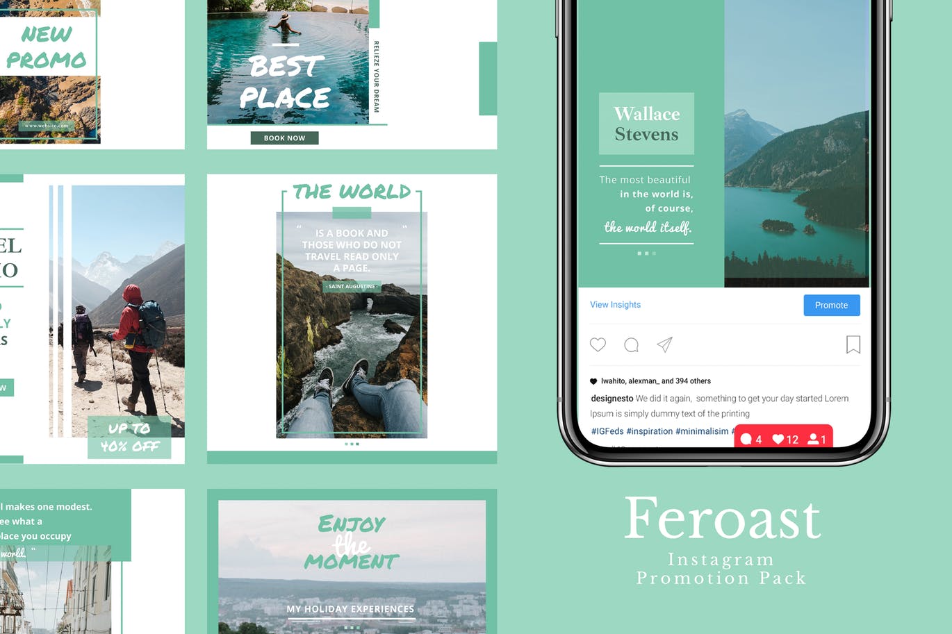 Instagram信息流设计模板第一素材精选素材 Feroast – Instagram Feeds Pack插图