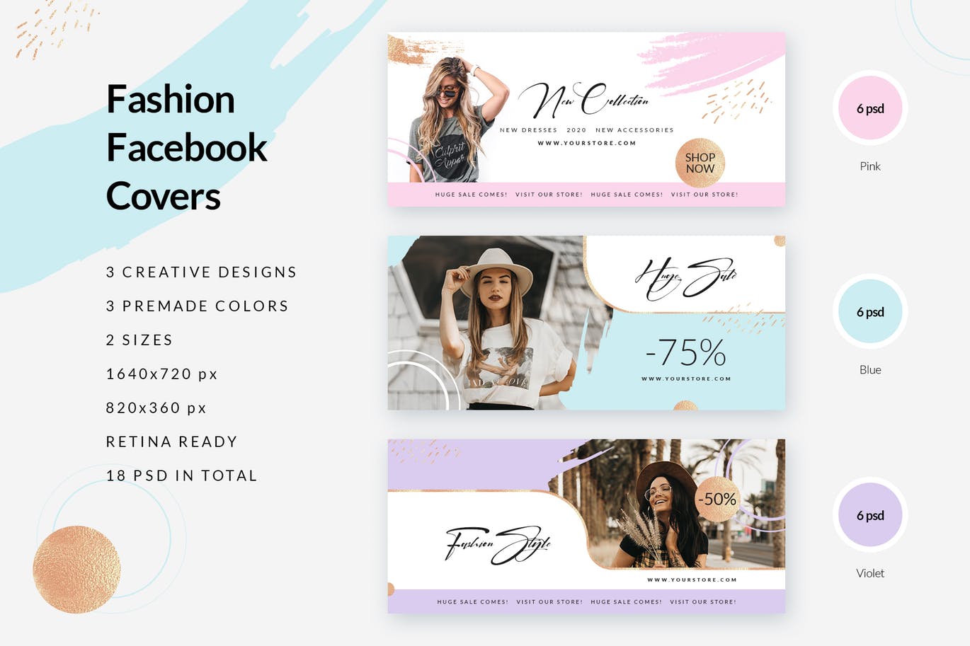 时尚品牌打折促销Facebook封面设计模板大洋岛精选 Fashion Facebook Covers插图