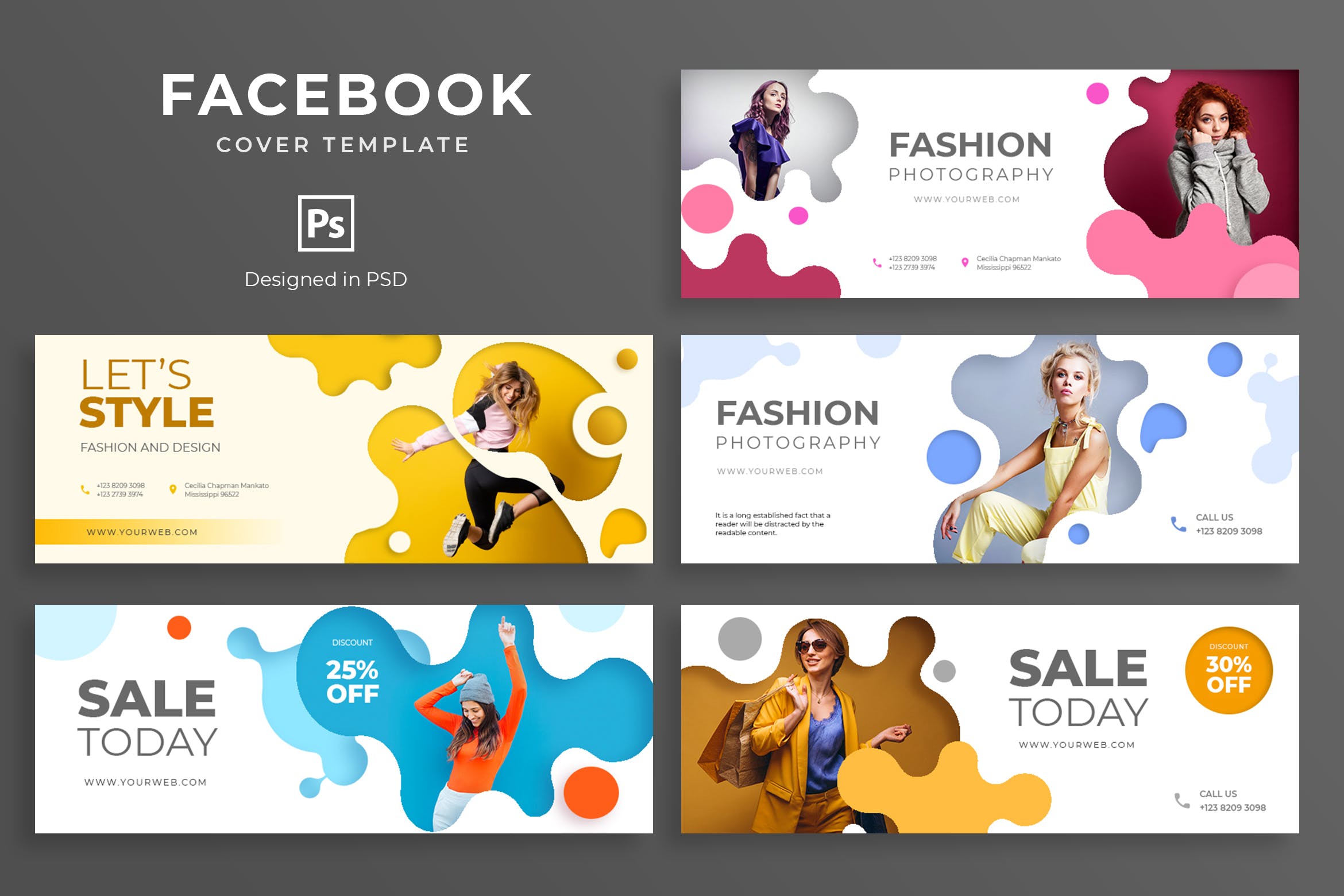 时尚品牌促销Facebook营销社交封面设计模板 Fashion Promo Facebook Cover Template插图