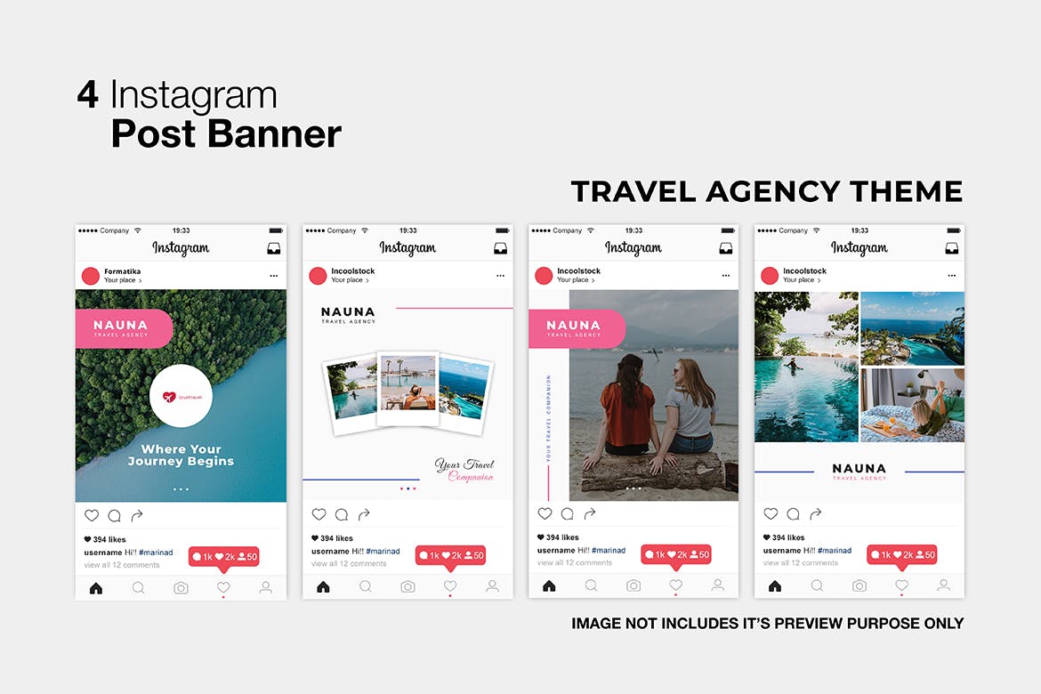 旅行社社交推广Instagram文章贴图设计模板第一素材精选 Nauna Travel Agency Instagram Post插图(1)