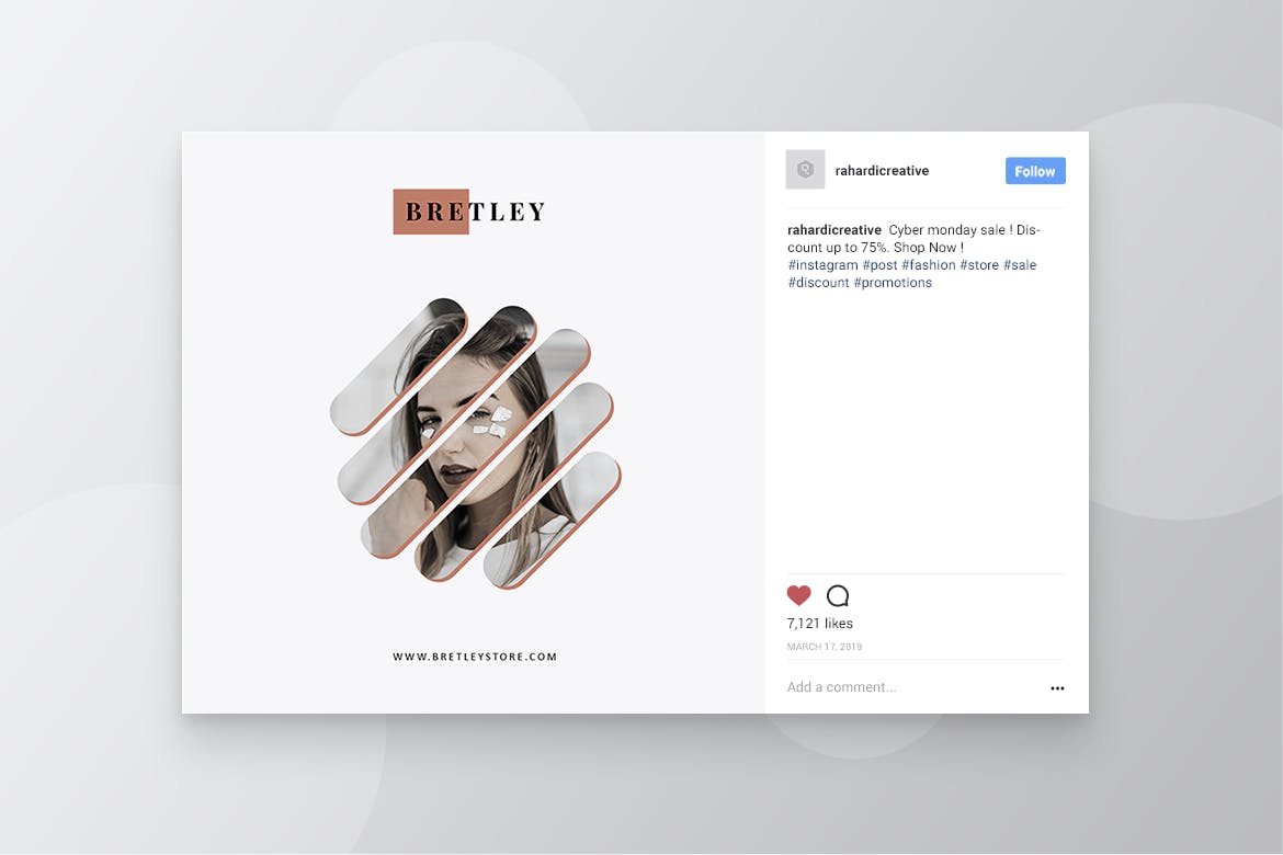 10款Instagram&Facebook社交平台时尚品牌贴图设计模板第一素材精选 BRETLEY Fashion Store Instagram & Facebook Post插图(5)
