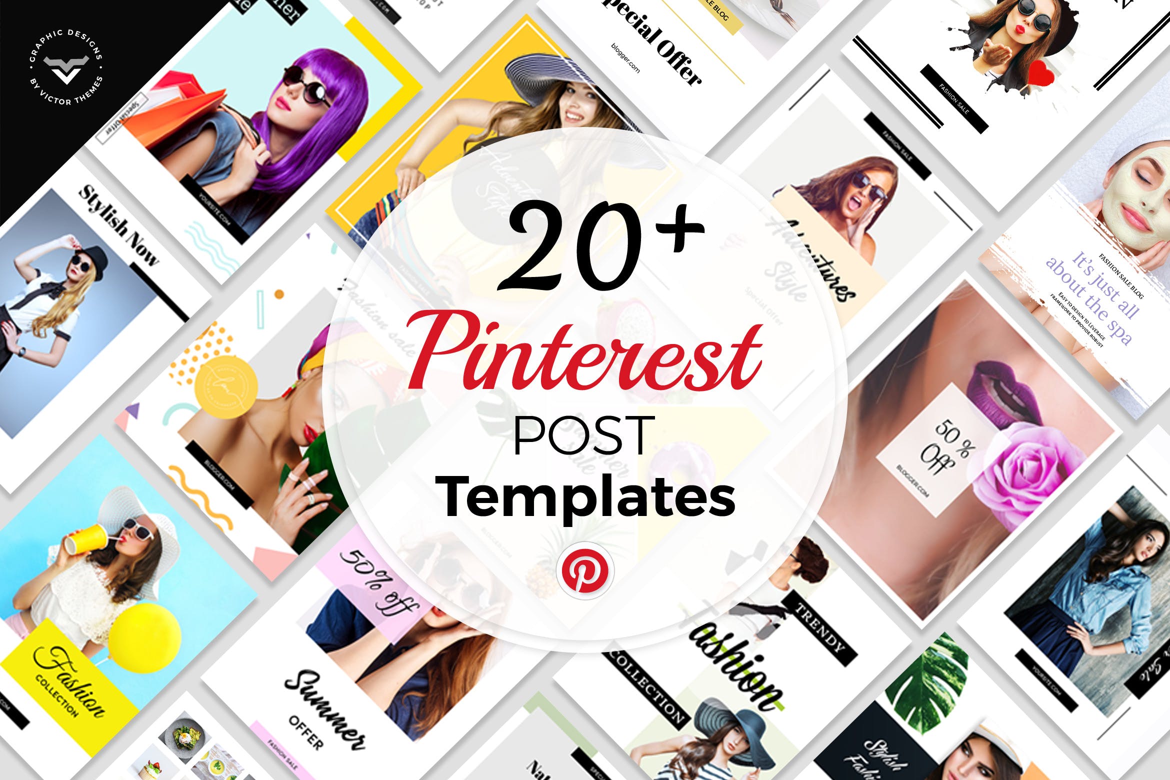 20+Pinterest社交平台时尚品牌文章贴图设计模板蚂蚁素材精选 Pinterest Social Media Templates插图
