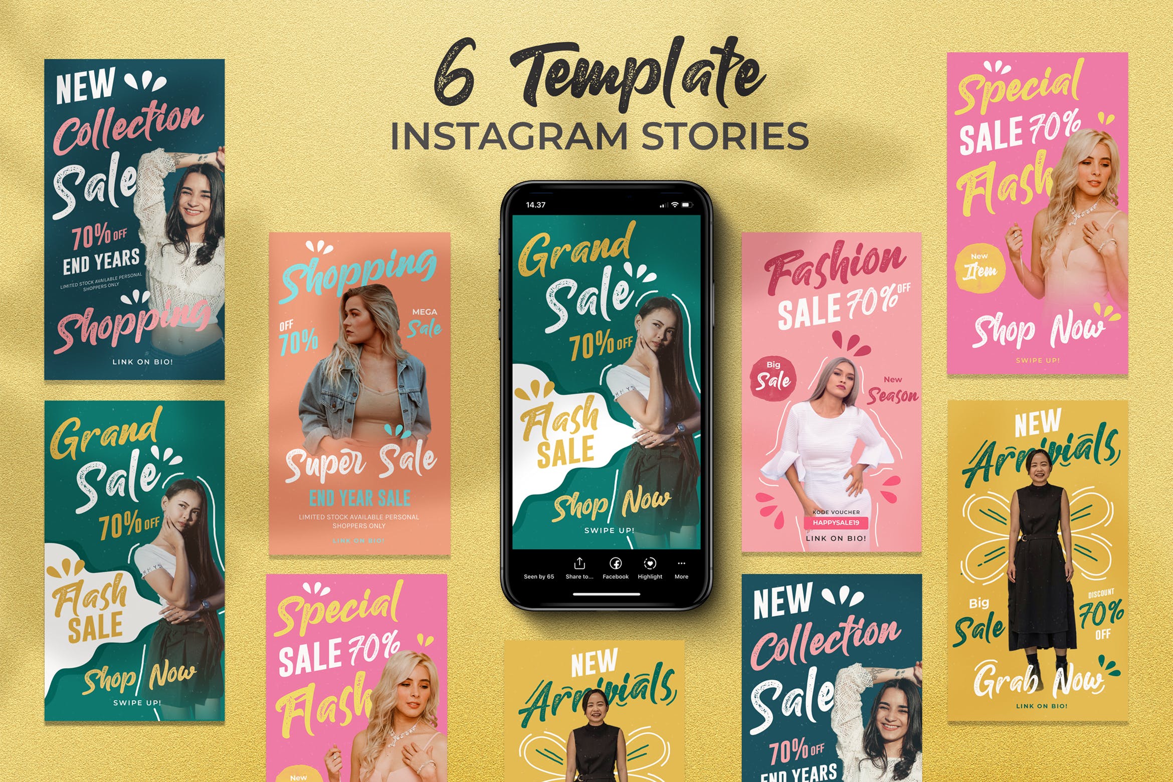 Instagram社交平台品牌促销H5模板第一素材精选合集v3 Sale Instagram Storie V.3插图