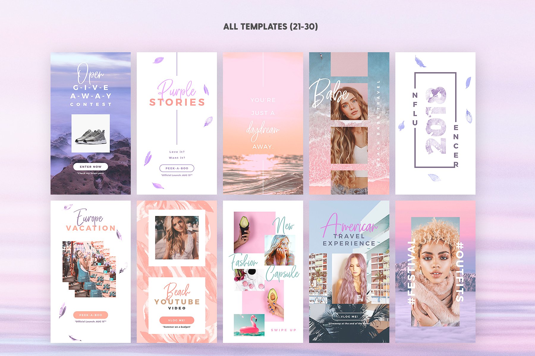 30个时尚粉彩色调的Instagram故事模板第一素材精选下载[psd]插图(5)