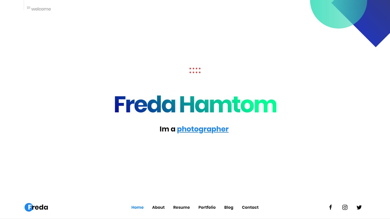 个人简历/作品集HTML模板蚂蚁素材精选 Freda Personal Resume / Portfolio / HTML Templete插图(2)