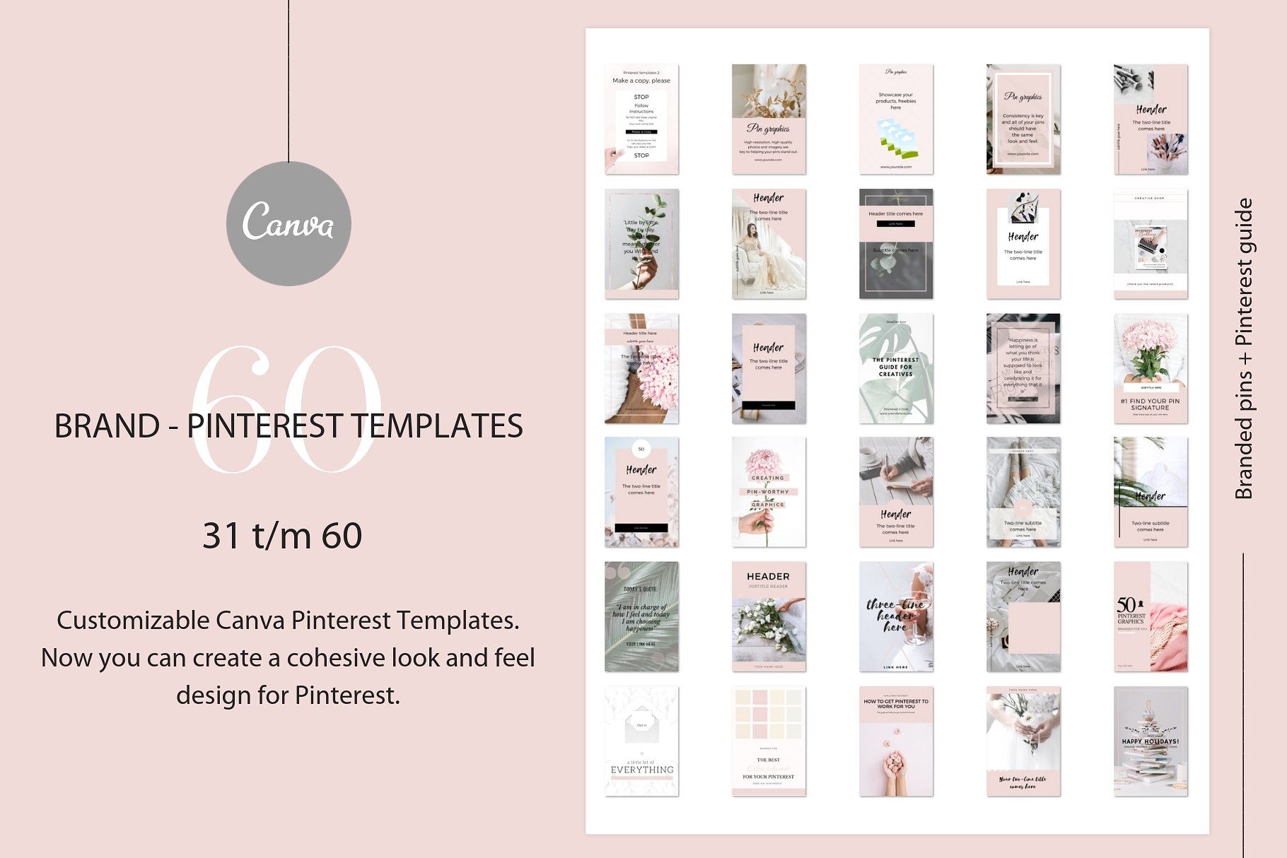 高品质的品牌社交媒体宣传Canva模板第一素材精选 Branded pins + Pinterest guide [jpg,pdf]插图(4)
