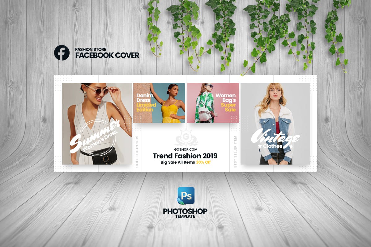 GoShop-女装品牌商店Facebook封面设计模板第一素材精选 GoShop – Fashion Store Facebook Cover Template插图