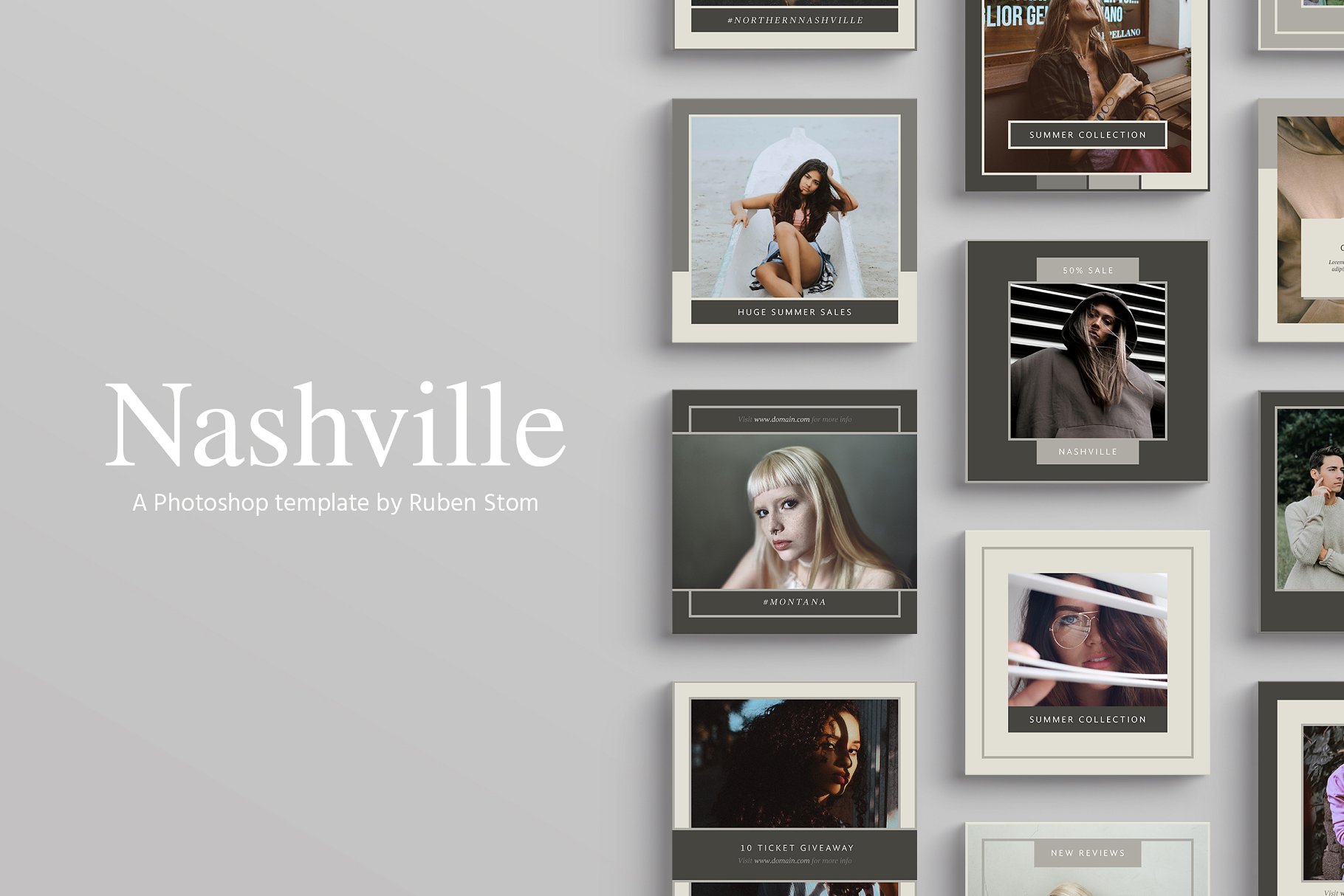 时尚模特摄影主题社交媒体贴图模板第一素材精选 Nashville Social Media Templates插图