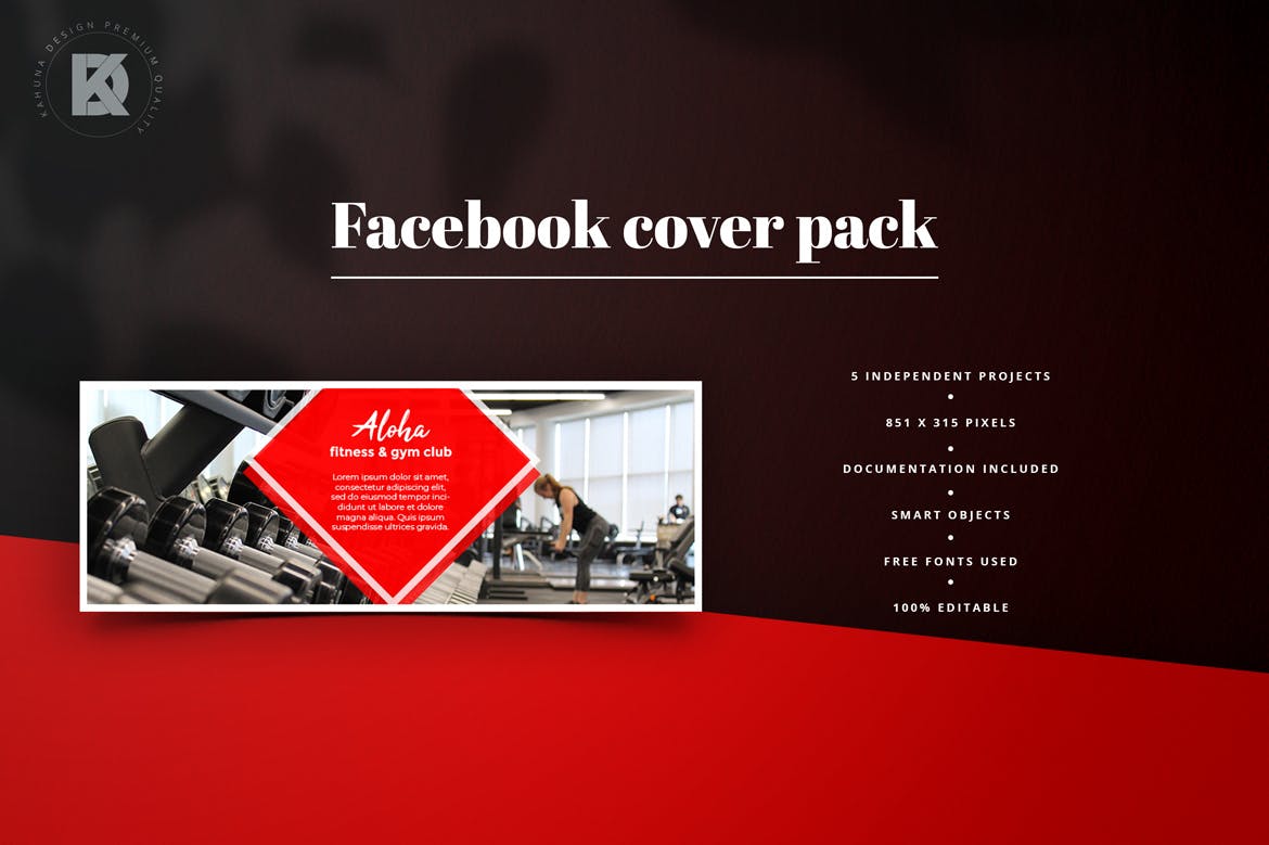 健身运动品牌Facebook封面设计模板第一素材精选 Fitness & Gym Facebook Cover Pack插图(3)