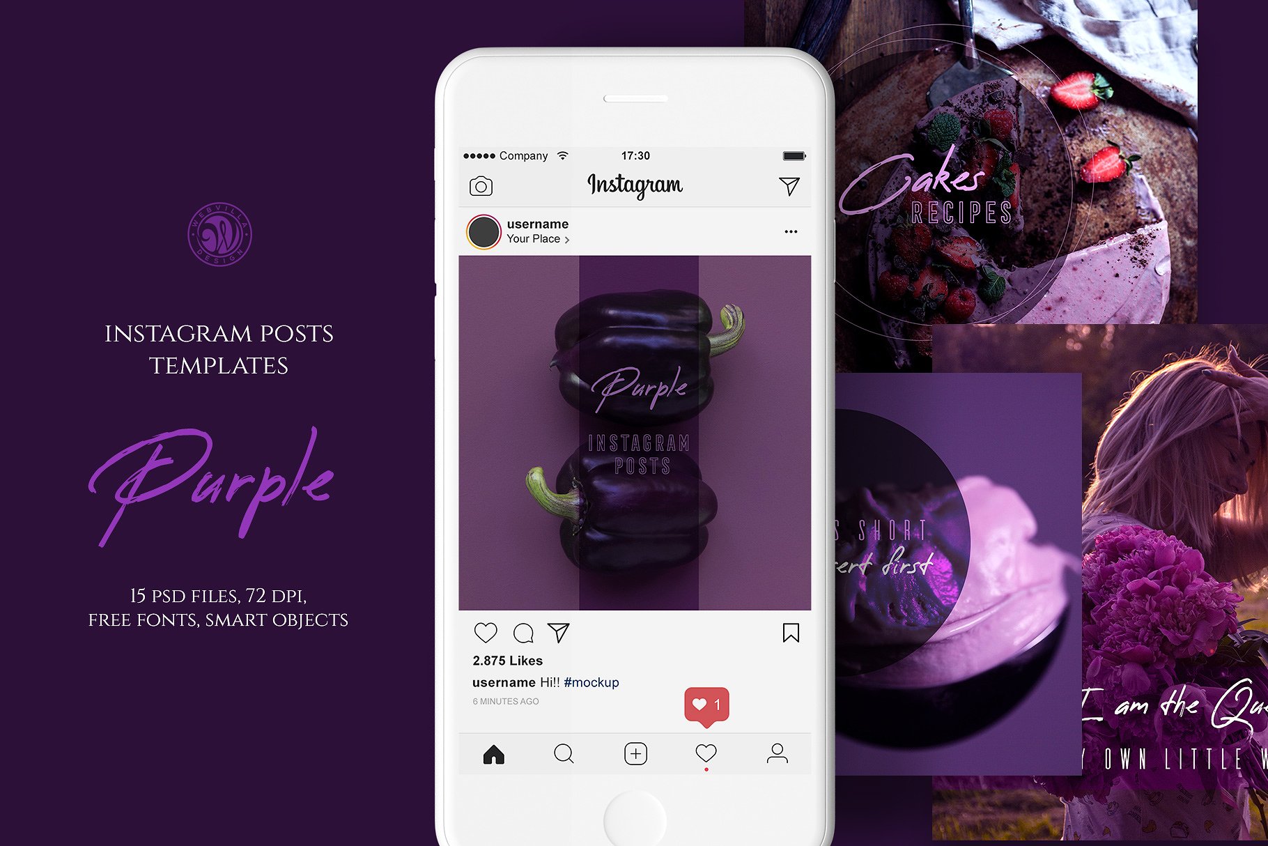 高雅紫色Ins文章贴图模板第一素材精选 Purple Instagram Posts插图