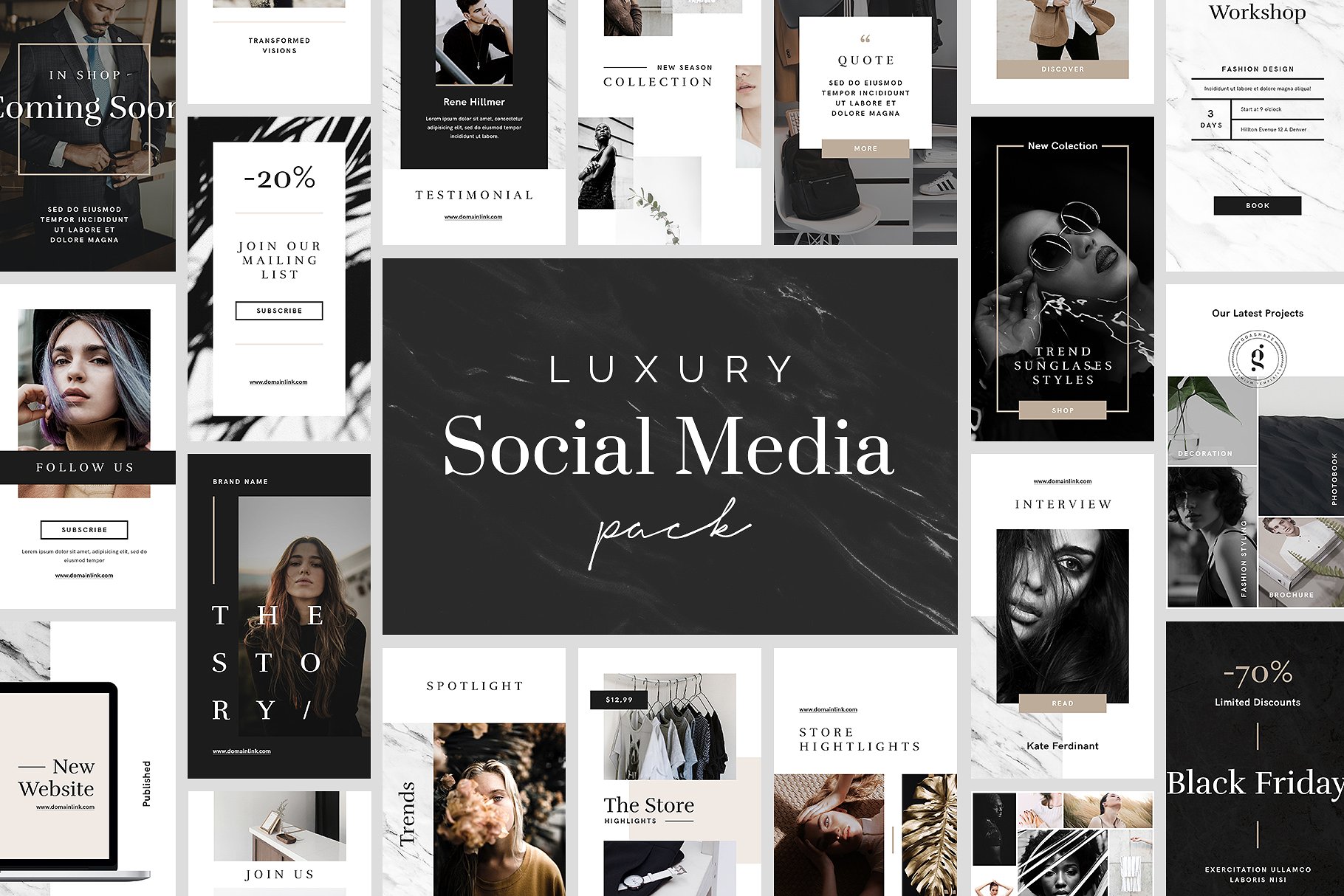 奢侈品电商社交媒体Ins故事贴图模板第一素材精选 Luxury Instagram Stories Pack插图