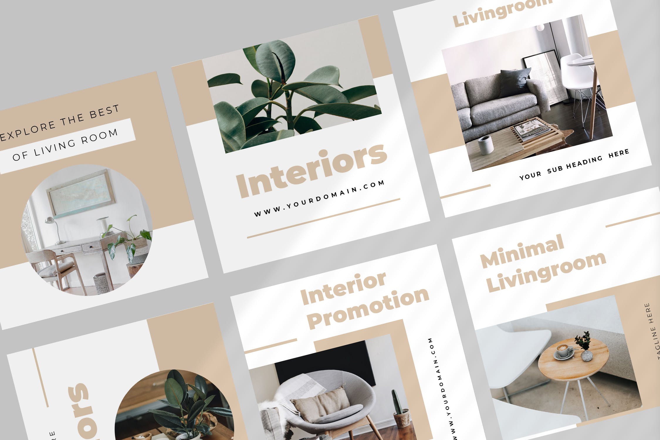 室内设计&现代家具品牌社交推广设计素材 Four – Interior Social Media Kit插图(3)