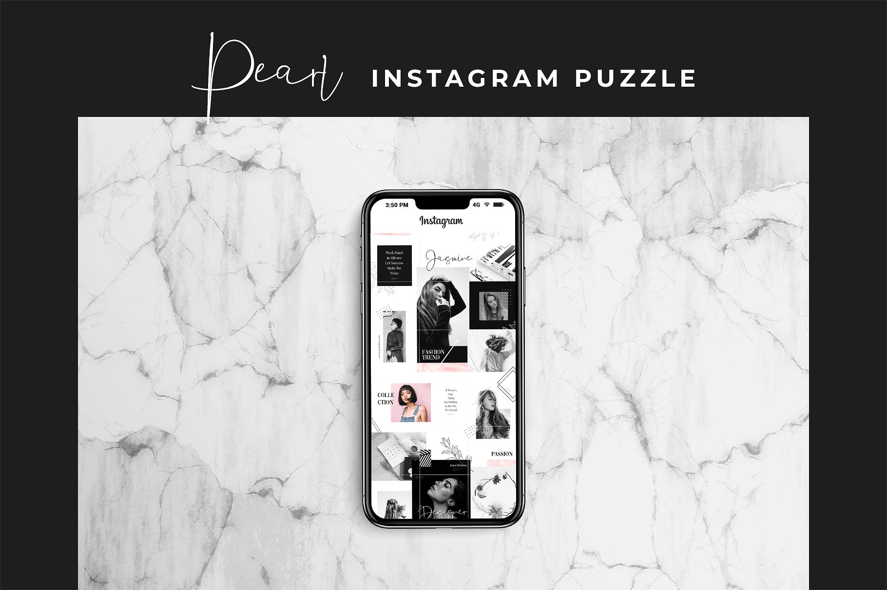 现代黑色主题的instagram社交媒体模板第一素材精选 Instagram Puzzle – Pearl [psd]插图(3)