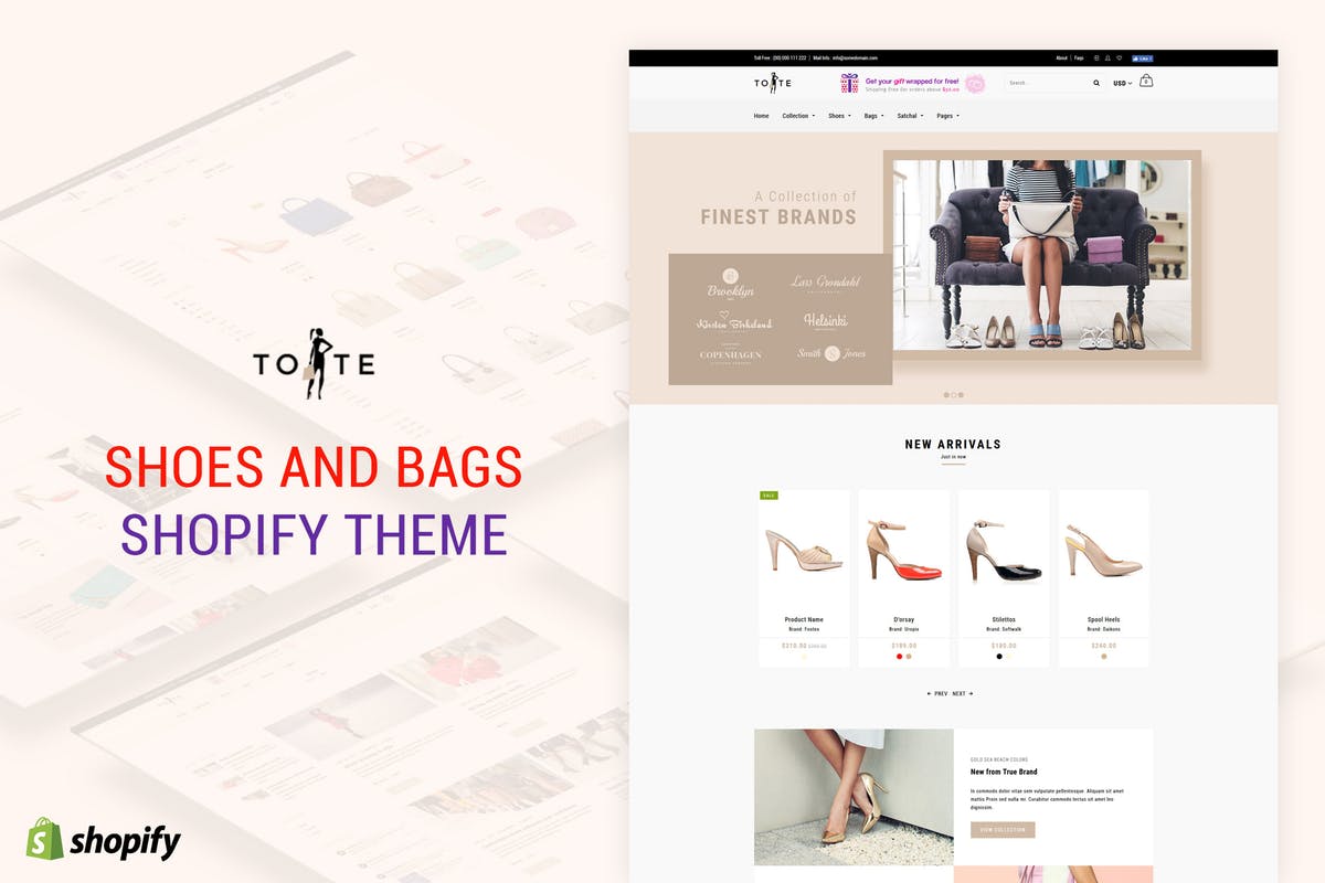 服饰鞋包电商网站Shopify主题 Tote | Shoes and Bags Shopify theme插图