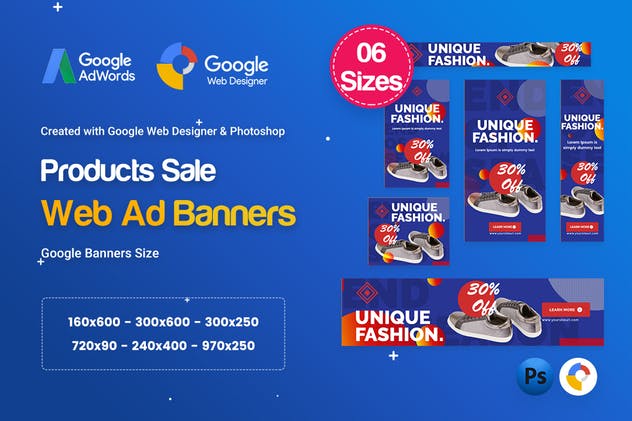 符合谷歌广告尺寸标准的产品促销Banner第一素材精选广告模板 Product Sale Banners HTML5 D51 Ad – GWD & PSD插图(1)