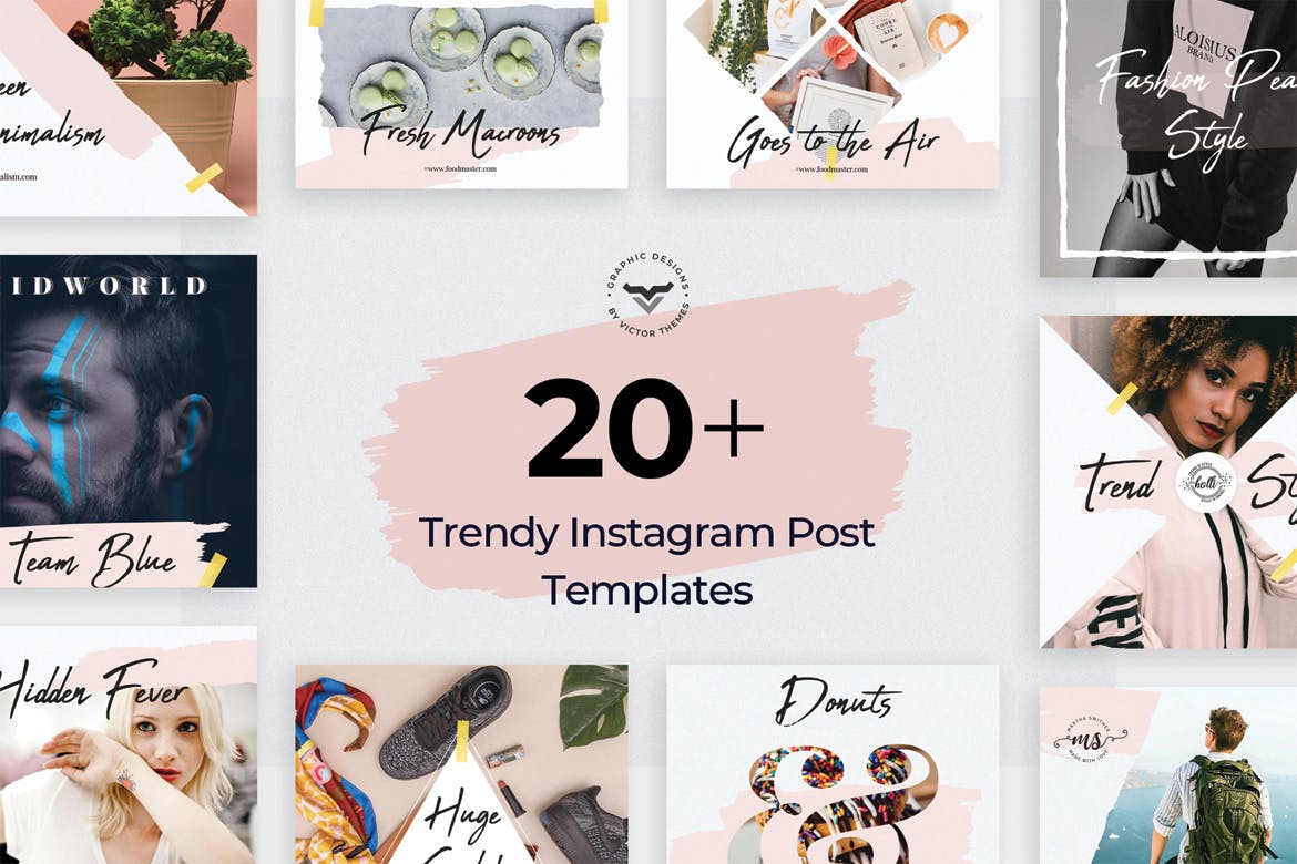 20+创意便利贴设计风格Instagram社交贴图模板蚂蚁素材精选 Instagram Post Templates插图(1)