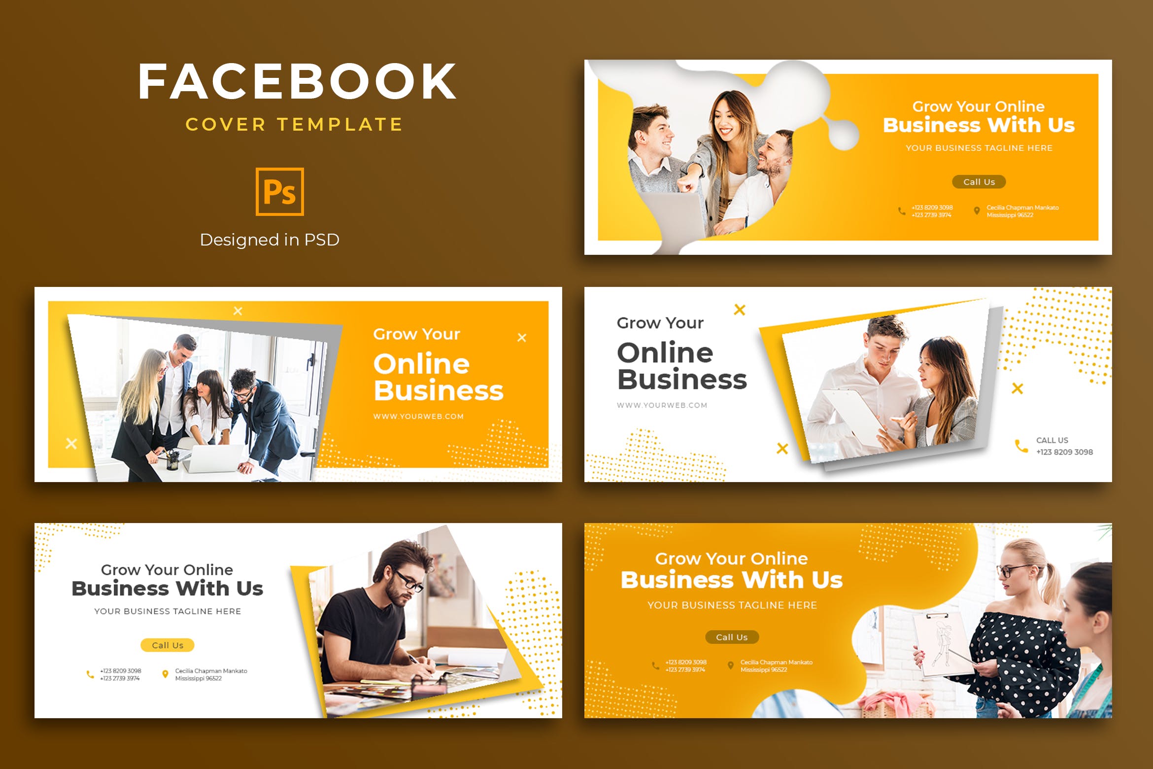 商业推广Facebook主页封面设计模板第一素材精选 Business Facebook Cover Template插图