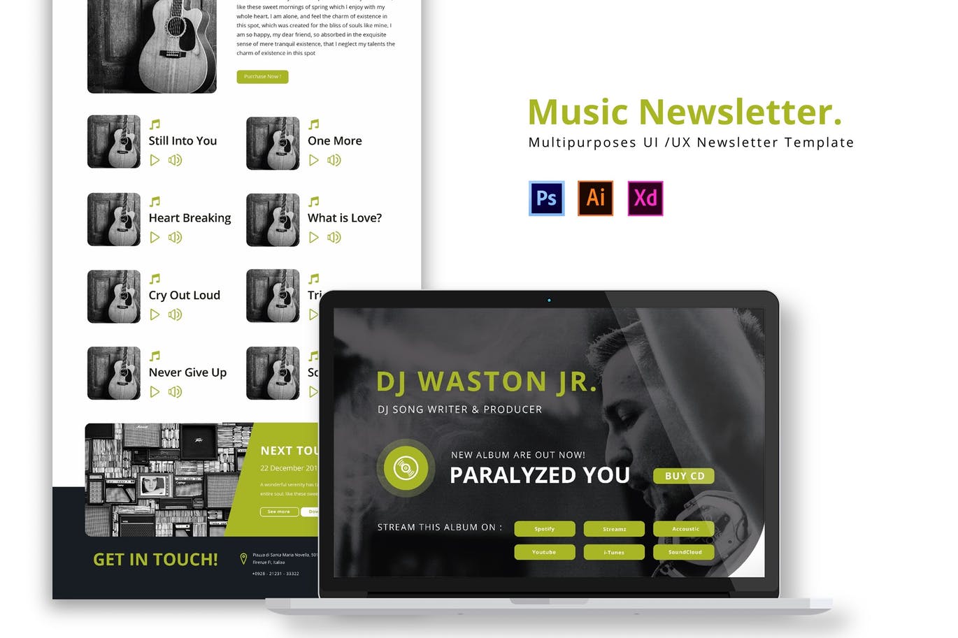音乐主题推广邮件订阅设计模板 Music Newsletter插图