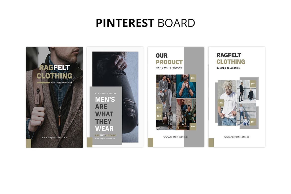 时尚男装品牌Pinterest推广画板设计模板第一素材精选 Ragfelt Man Fashion Pinterest Board插图(2)