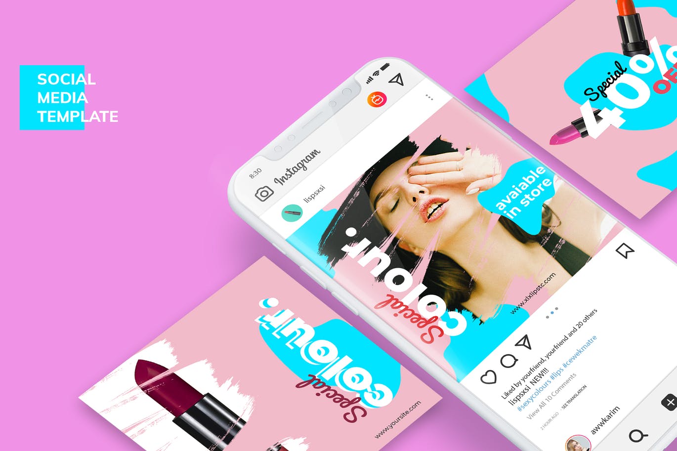 美容护肤品牌营销社交自媒体设计素材 Social Media Kit Cosmetics插图