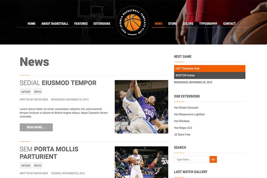 篮球训练营篮球主体Joomla主题模板第一素材精选 Hot Basketball插图(7)