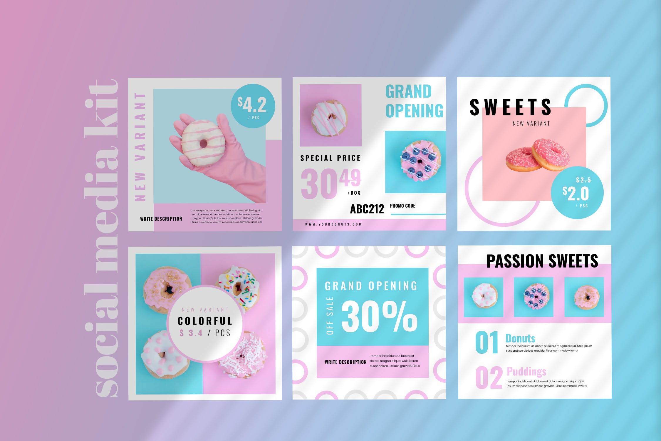 烘焙糕点面包品牌社交推广设计素材包 Fiveteen – Social Media Kit插图