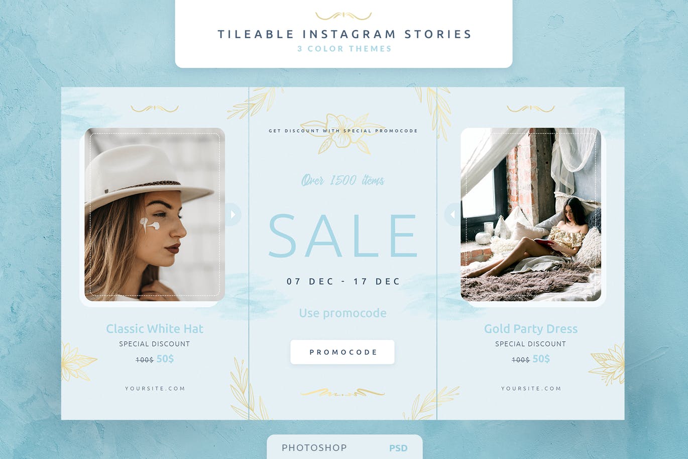 创意三列式Instagram社交品牌故事设计模板第一素材精选 Tileable Instagram Stories插图(1)