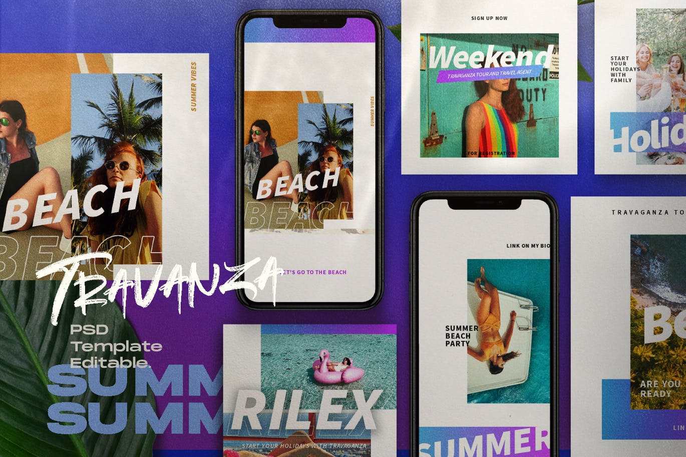 夏季主题社交媒体设计模板蚂蚁素材精选素材 TRANSVANZA – Summer Social Media Template+Stories插图(1)