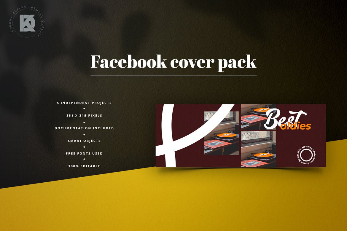 复古风格Facebook主页封面设计模板蚂蚁素材精选 Retro Facebook Cover Pack插图(4)