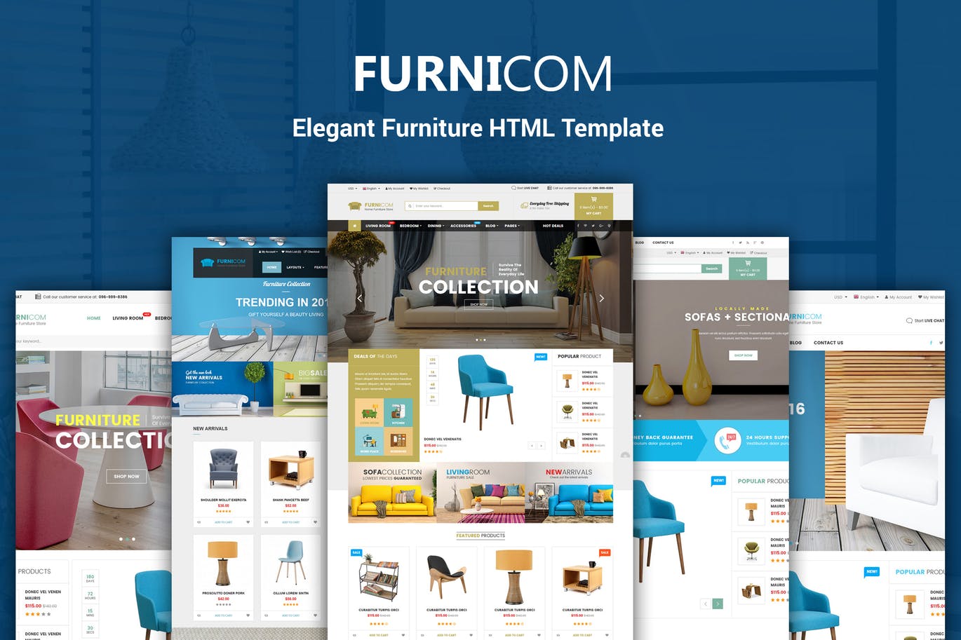 家具家装网上商城HTML模板蚂蚁素材精选 Furnicom – Furniture & Interior HTML Template插图