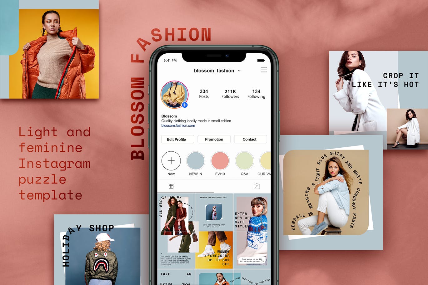 Instagram社交平台拼图设计风格设计素材包 Instagram Fashion Puzzle插图