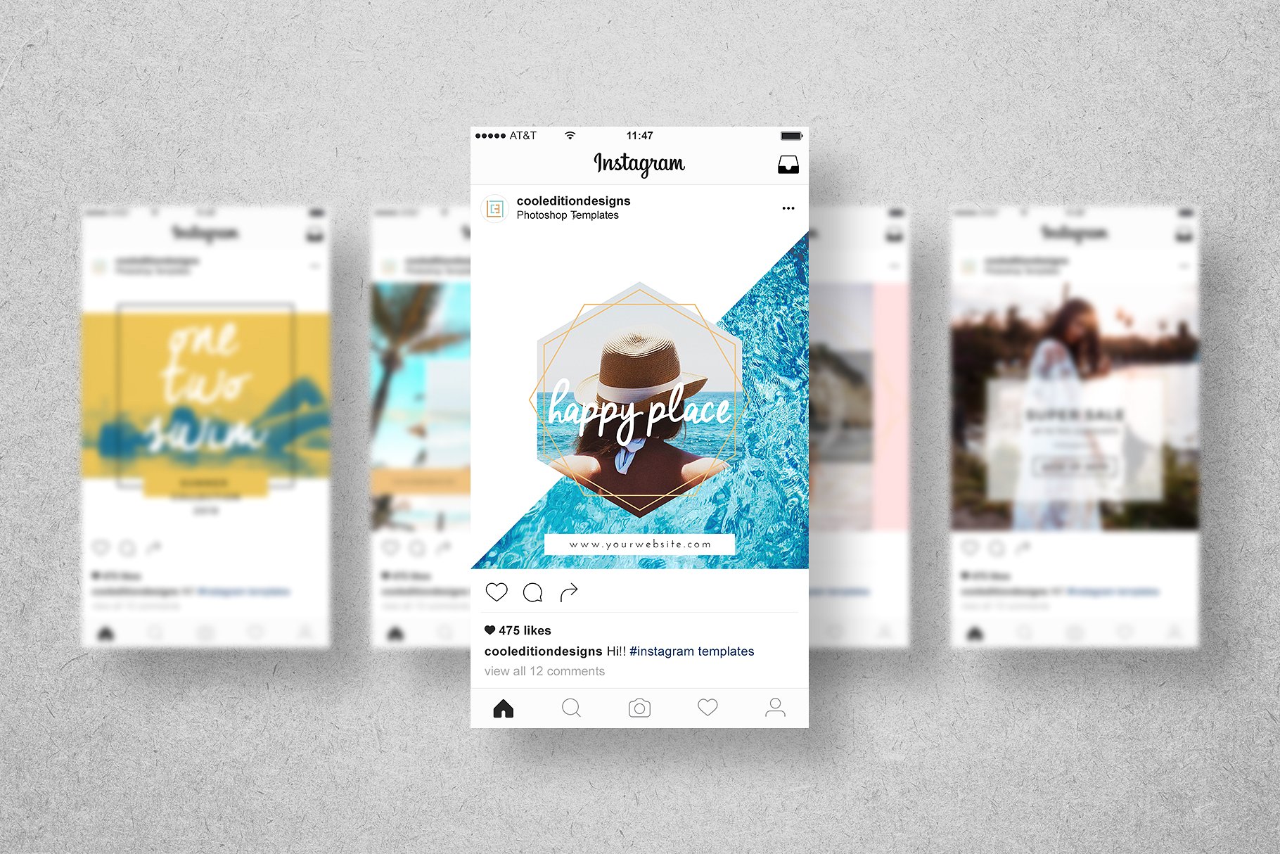创意几何图案Instagram文章贴图模板第一素材精选 Beachy Mood – Instagram Posts插图(3)