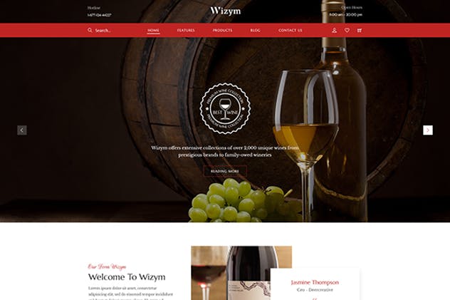 洋酒红酒品牌网站HTML模板第一素材精选 Wizym | Wine & Winery HTML Template插图(1)