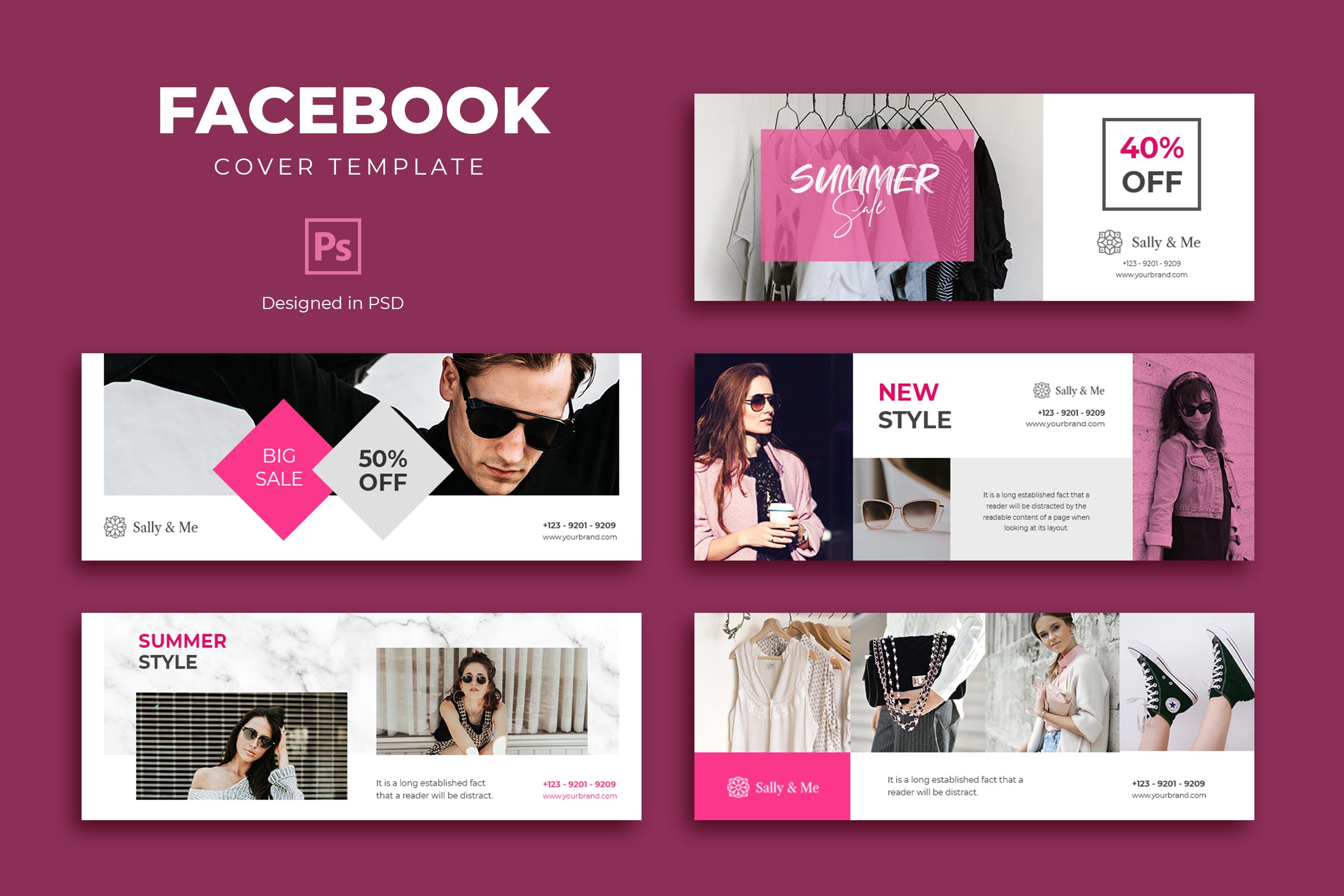 时尚服饰品牌Facebook营销推广主页封面设计模板第一素材精选 Fashion Facebook Cover Template插图