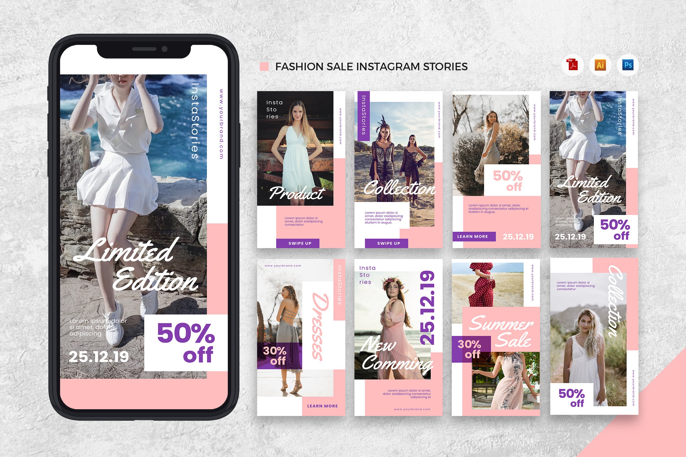 Instagram社交平台时尚品牌推广设计素材[AI&PSD] Fashion Instagram Stories AI and PSD插图