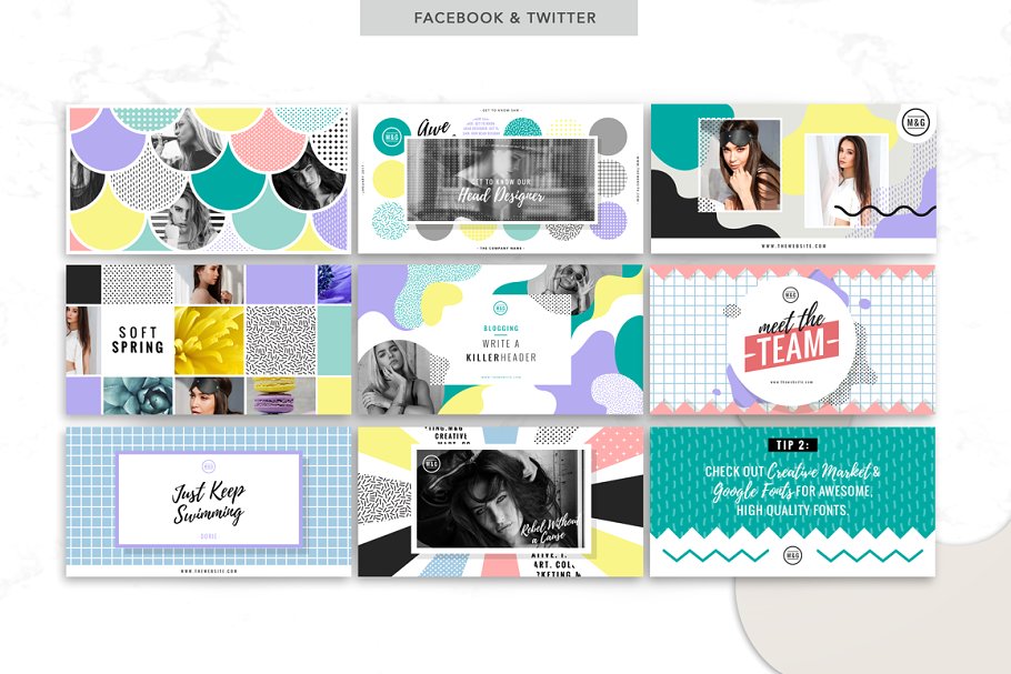 色彩缤纷风格社交媒体贴图素材包 COLOR POP | Social Media Pack插图(5)