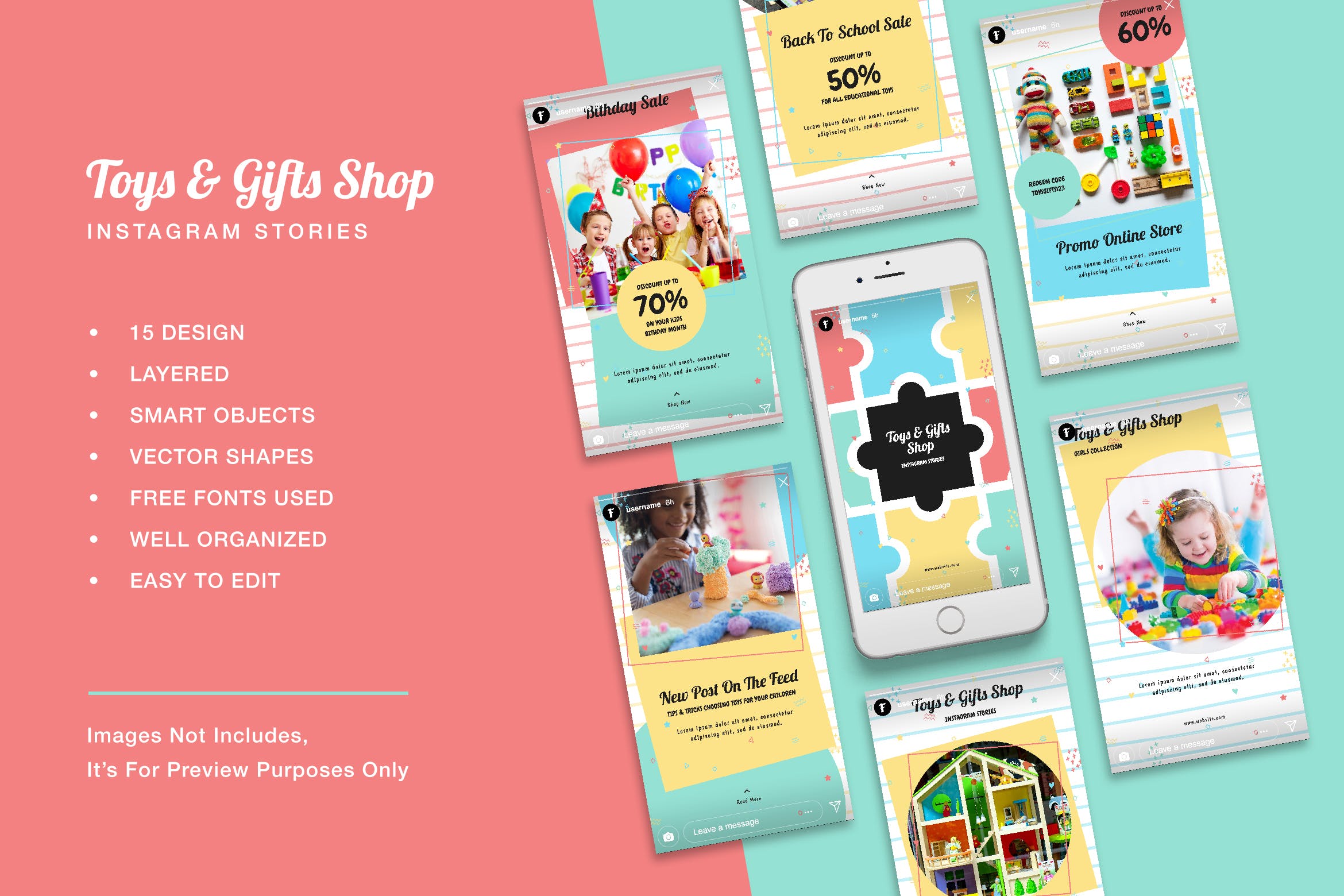 玩具及礼品店Instagram品牌故事设计模板第一素材精选 Toys & Gift Shop Instagram Stories插图