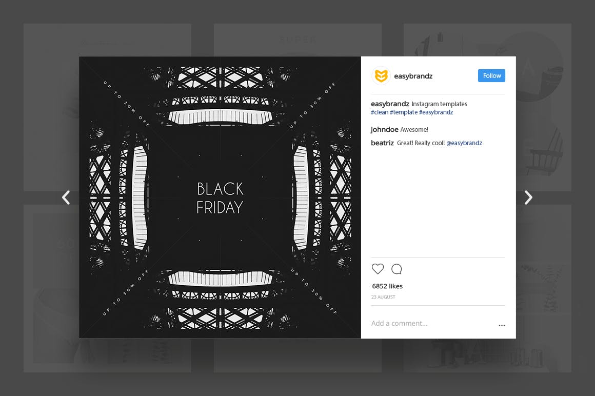 黒五购物节Instagram社交设计素材 Instagram Black Friday Templates插图(2)
