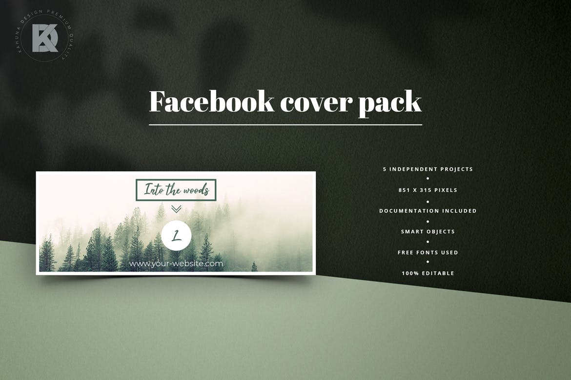 社交网站企业/品牌专业封面设计模板蚂蚁素材精选 Forest Facebook Cover Kit插图(1)