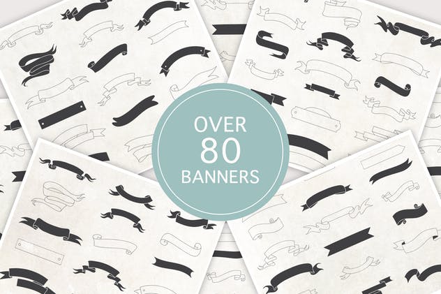 超实用Banner模板&丝带图形设计素材 Banners&Ribbons Collection插图1