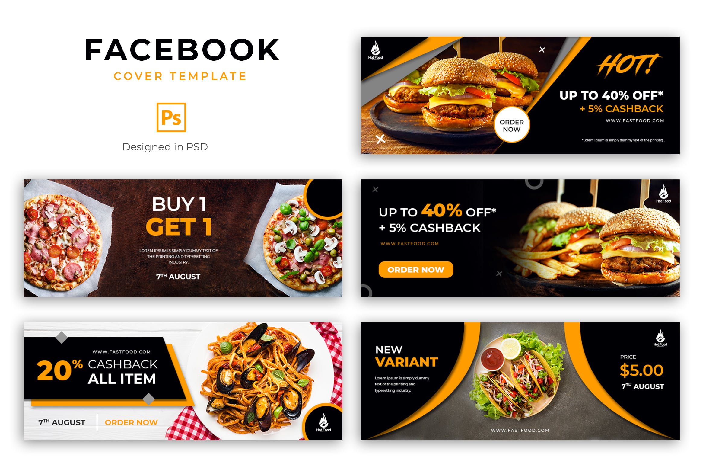 美食店Facebook社交推广营销设计封面模板第一素材精选 Food Facebook Cover Template插图