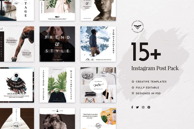 15+Instagram社交媒体平台社交故事广告模板 Stylish Instagram Stories Template插图1